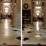 White and black marble floor restoration