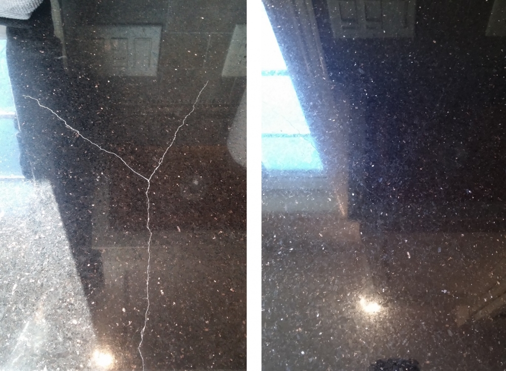 Before and after crack repair