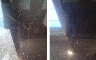 Before and after crack repair