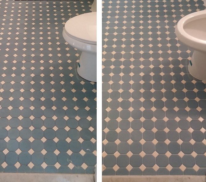 Before and after tile and grout cleaning