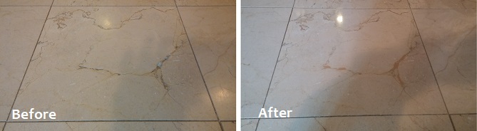 Emperador and Crema Marfil Marble Floor Restoration