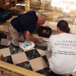 The Marble Restoration Company - Step Repair (During)