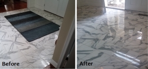 Before and After - Statuario Marble Foyer Floor