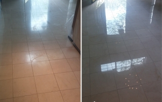 Crema Marfil Marble Floor - Before and After